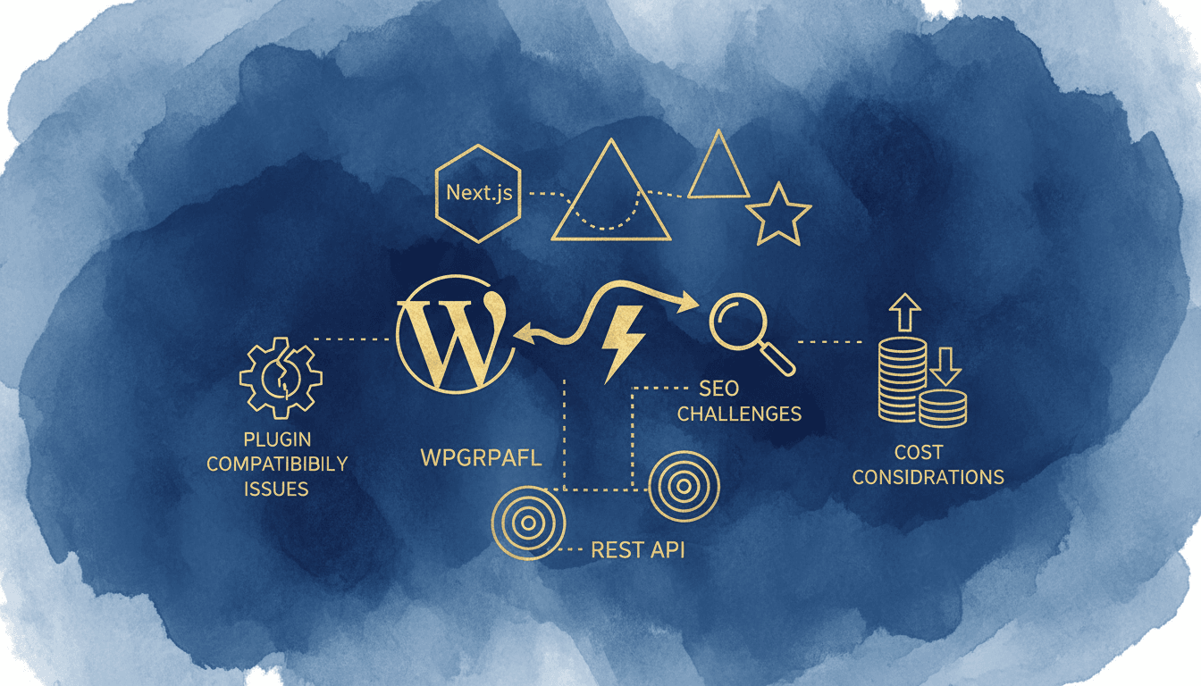 WordPress headless architecture diagram showing decoupled frontend and backend systems