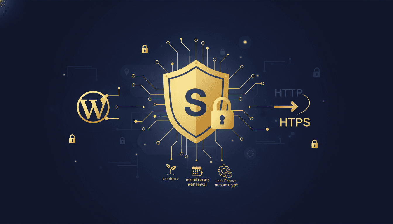 WordPress SSL certificate installation and HTTPS configuration dashboard interface